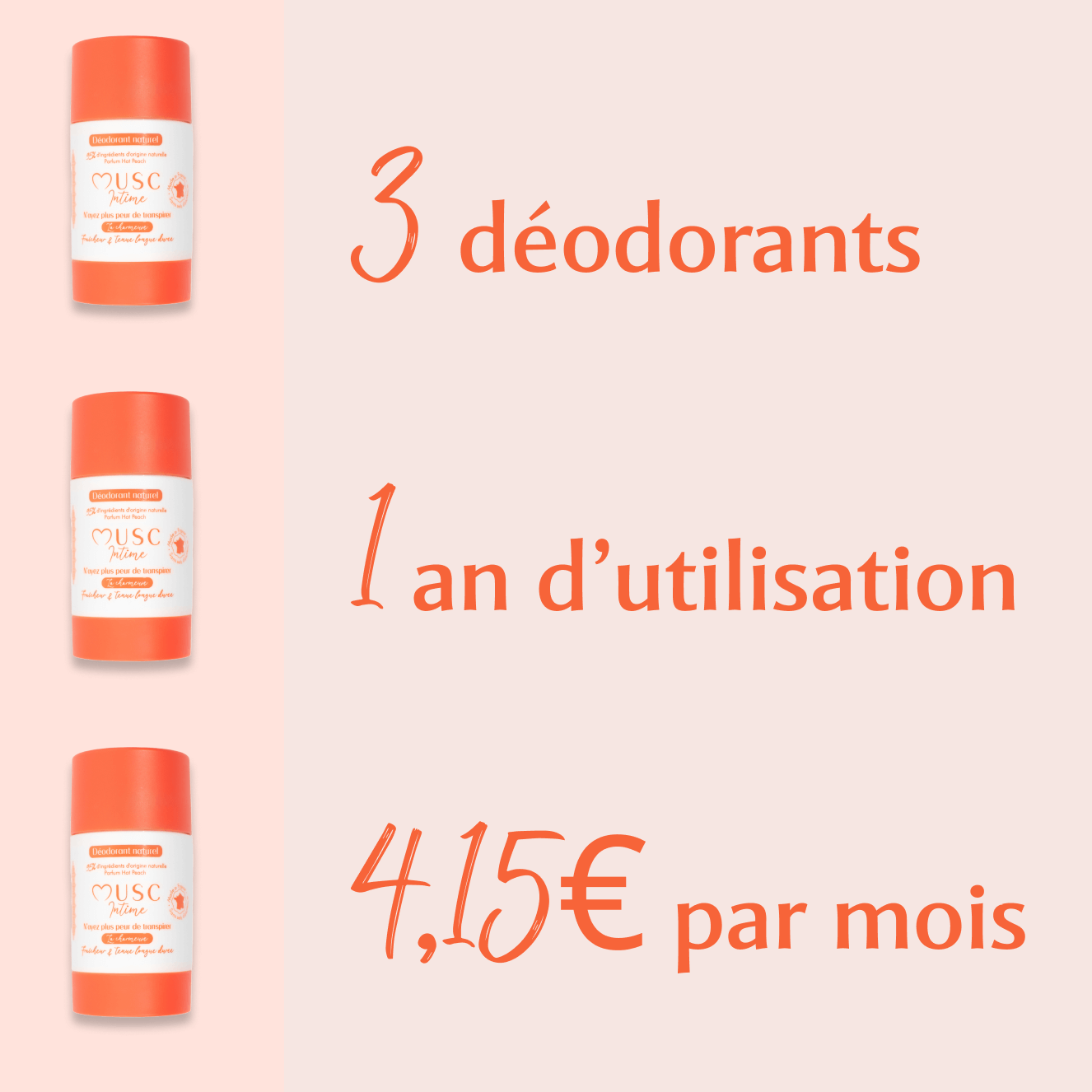 3 déodorants Hot Peach