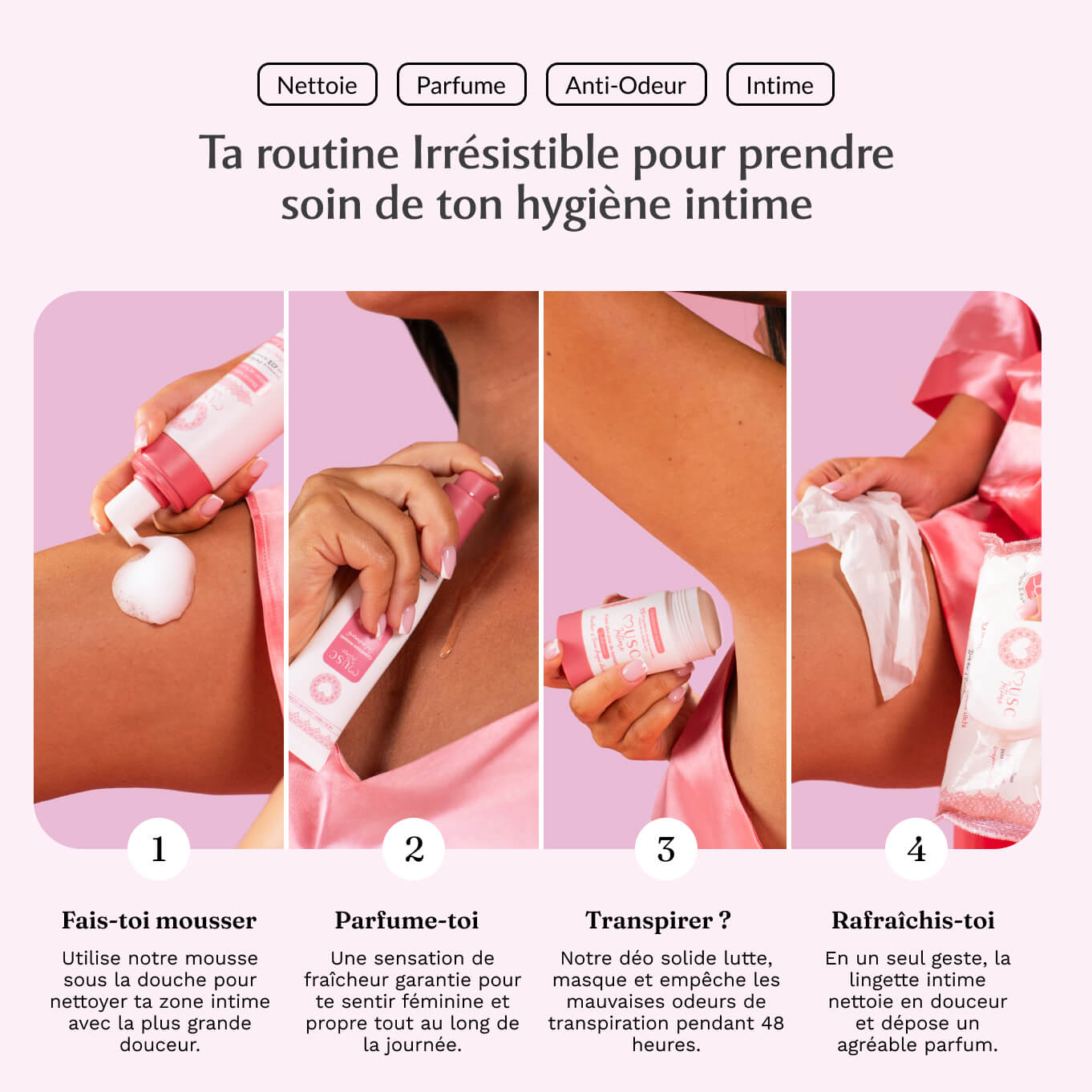 Lingettes toilette Intime au Sweet Litchi x120 - lot de 4